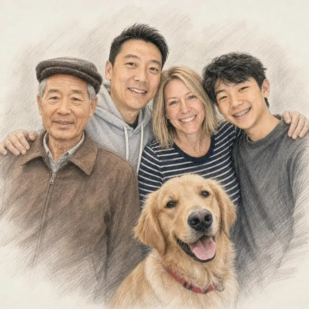 Pencil Sketch Family Portrait pencil sketch art