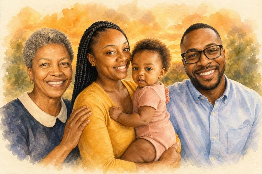 Watercolor Family Portrait family art
