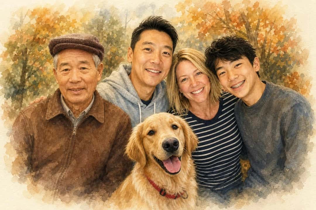 Watercolor Family Portrait family art