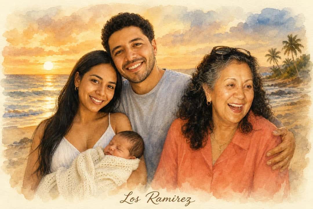 Watercolor Family Portrait family art