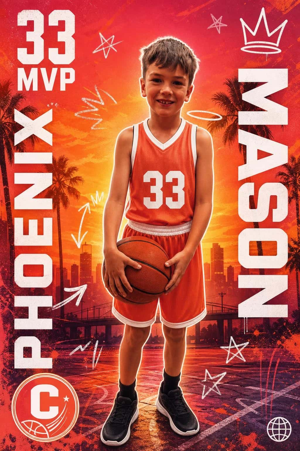 Sunset City basketball art