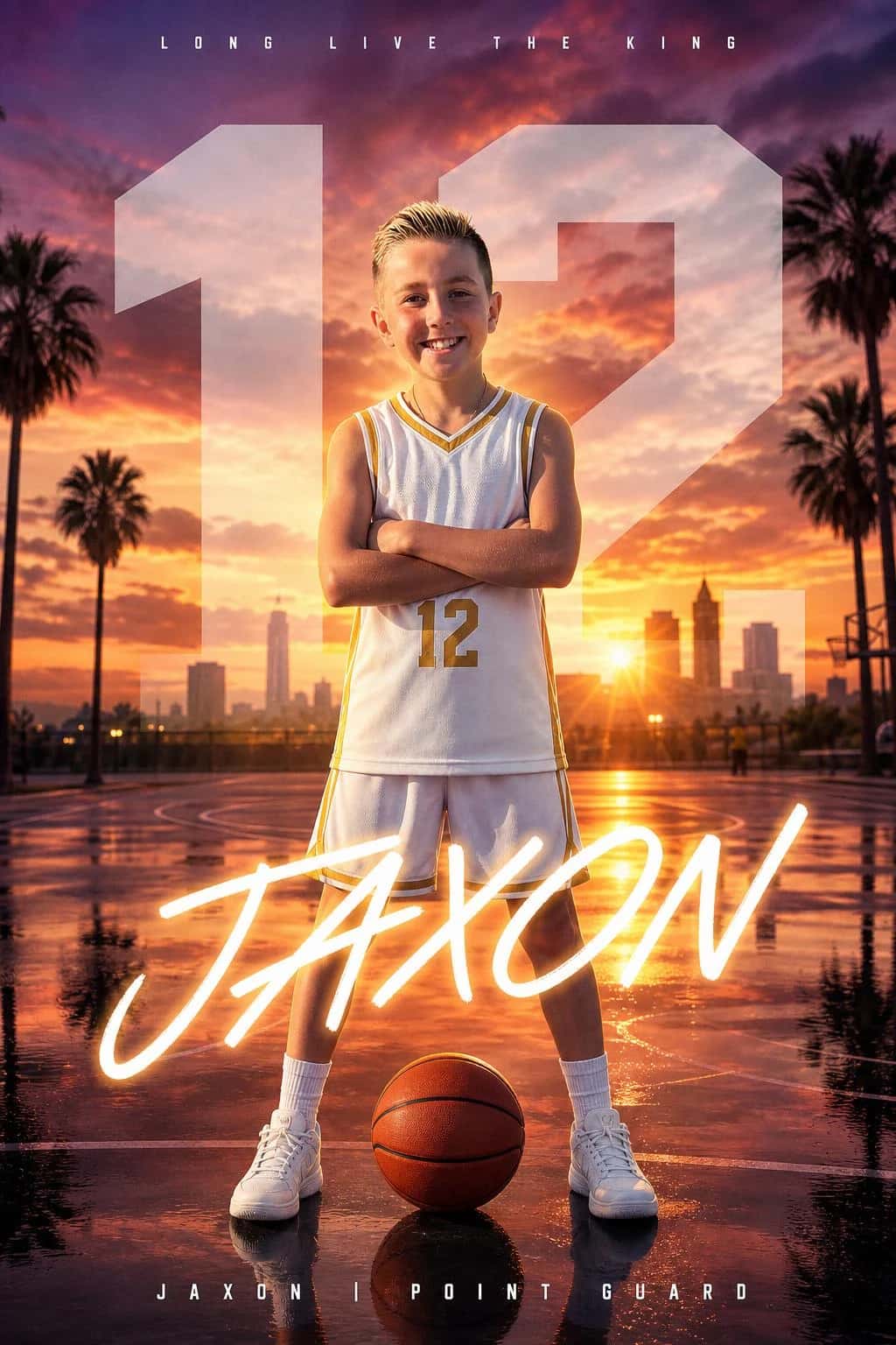 Golden Hour King basketball art