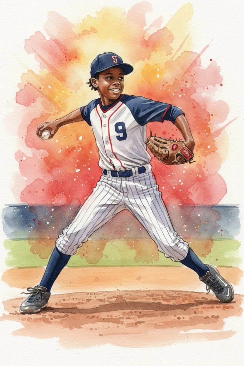 Watercolor baseball art