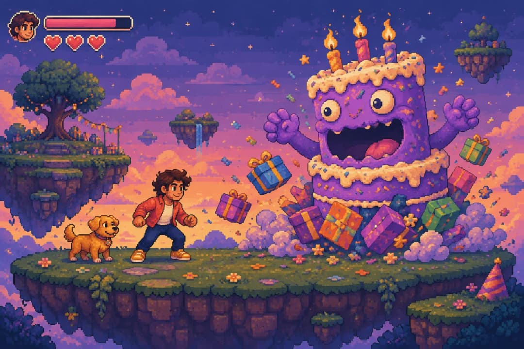 Take on Birthday Chaos, a goofy party-crashing boss. A little challenge. A lot of confetti.