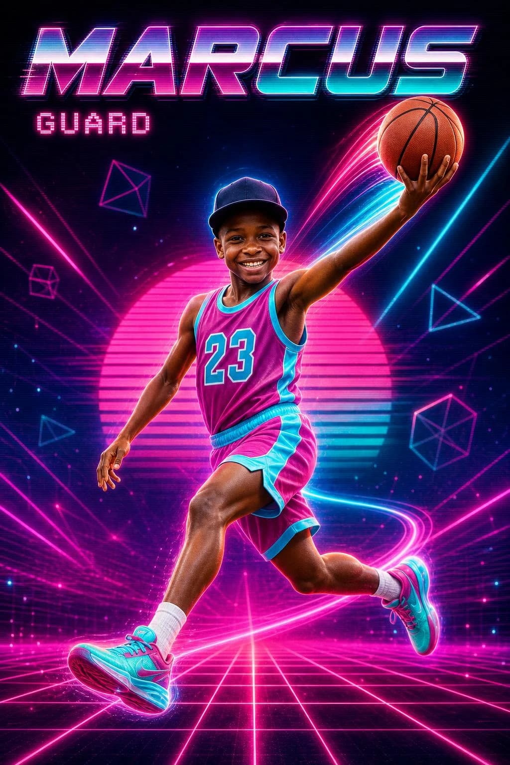 Neon Circuit basketball art