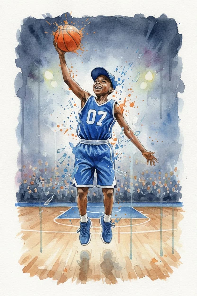 Watercolor basketball art
