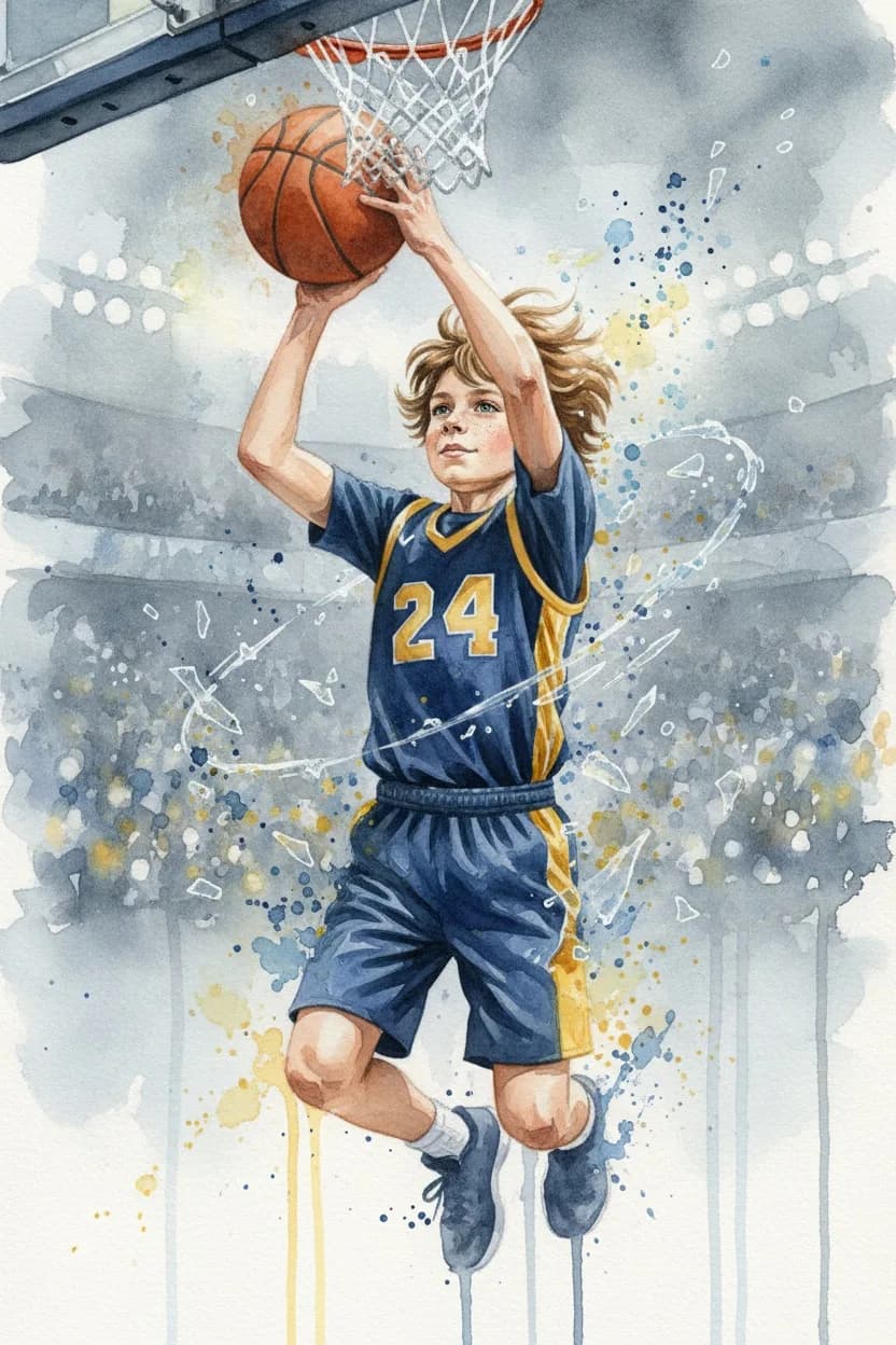 Watercolor basketball art