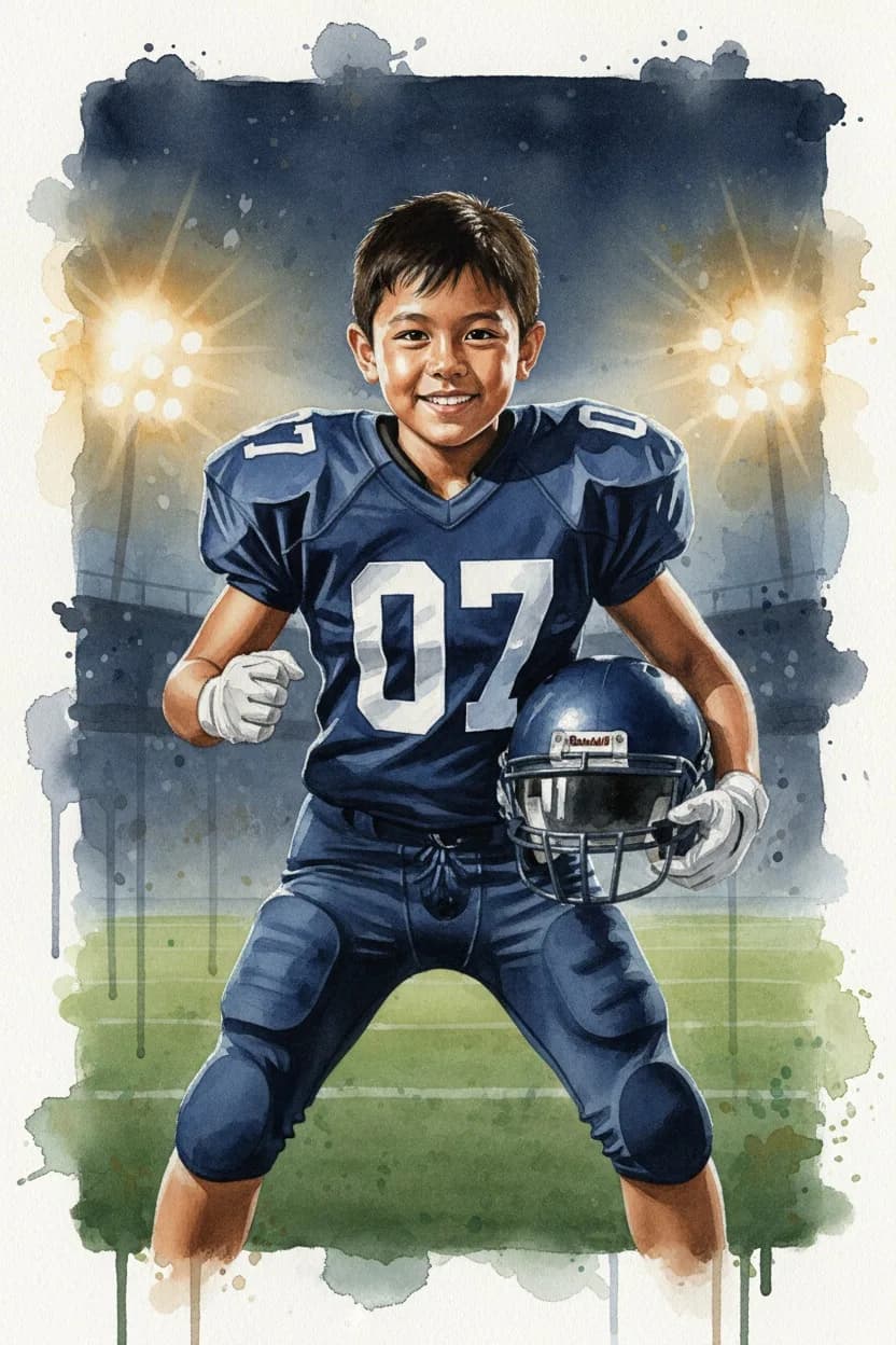 Watercolor football art